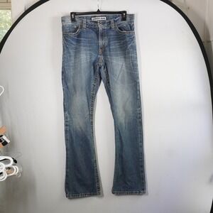 Express Jeans Kingston Classic Fit Boot Cut‎ Denim Distressed Blue Mens